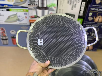 Laser coating honeycomb pattern tawa stainless steel