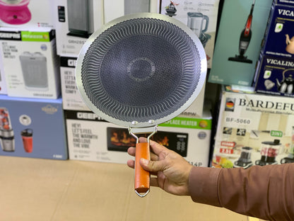 Laser Coating Tawa with Folding Wooden Handle
